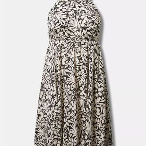 Torrid size 1 Black and White Floral A-Line Mini Dress